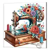 (Pre-Framed)Sewing Machine and Flowers-Special Shaped Diamond Painting(25x25cm)