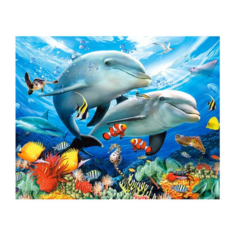 Brother Dolphin Round Drill Diamond Painting 30X25CM(Canvas) gbfke