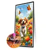 Chien et fleur - perceuse ronde peinture diamant - 40*70cm (grande taille)