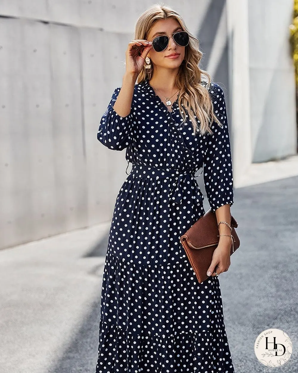 Women's Spring and Summer Classic Polka Dot Print Dress Women
