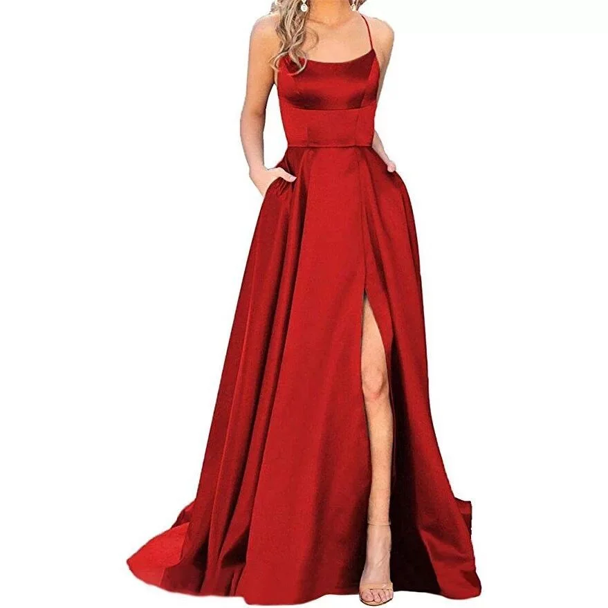 Uveng Uveng Solid-Color Bridesmaids Wear Long Dresses With Thin Shoulders And Girlfriend Fashion Bridesmaids Evening Dress