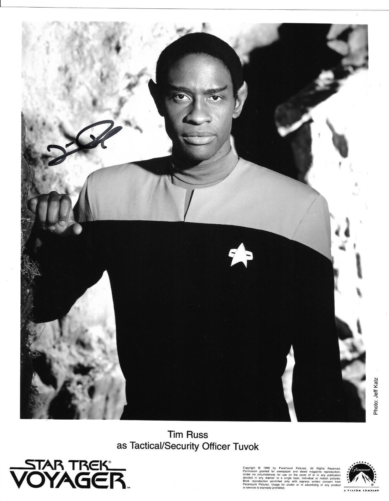 Tim Russ autographed 8x10 Photo Poster painting COA Star Trek Voyager 'Tuvoc'