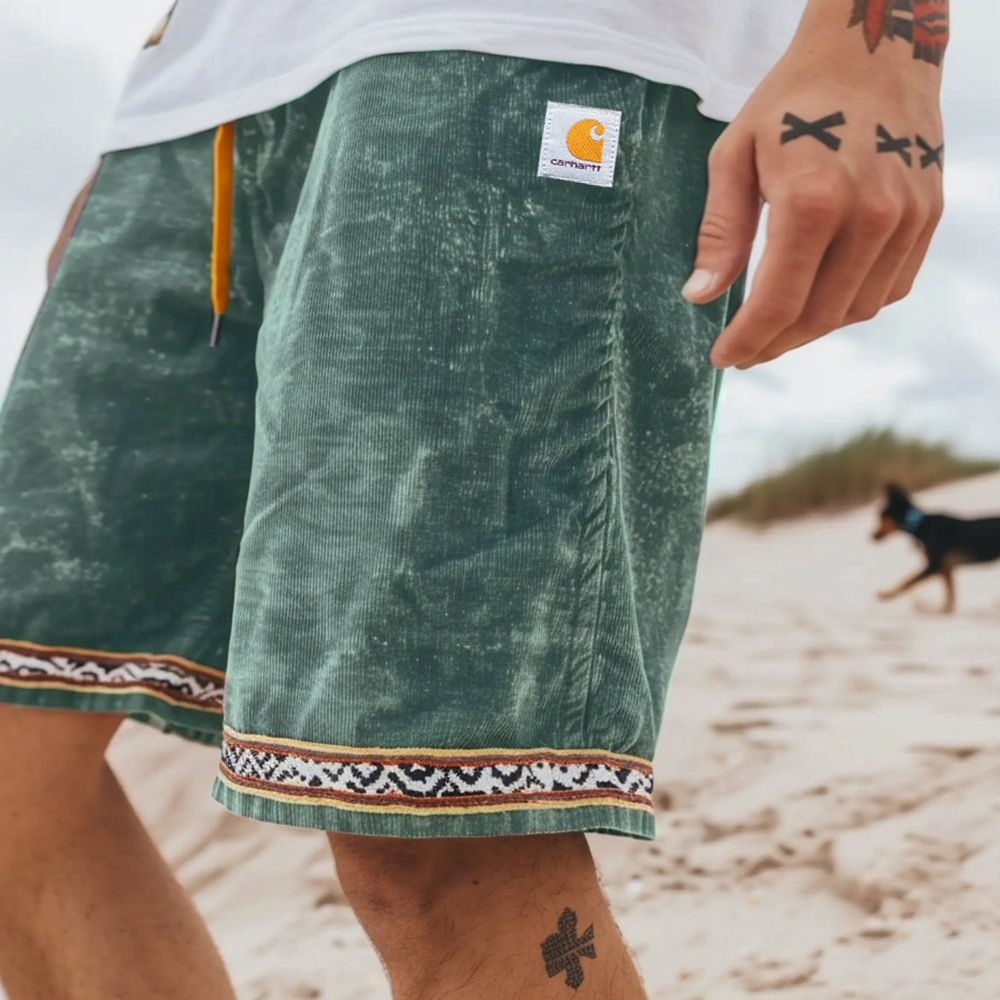Corduroy Surf Shorts Unisex Street Retro Skateboard Shorts