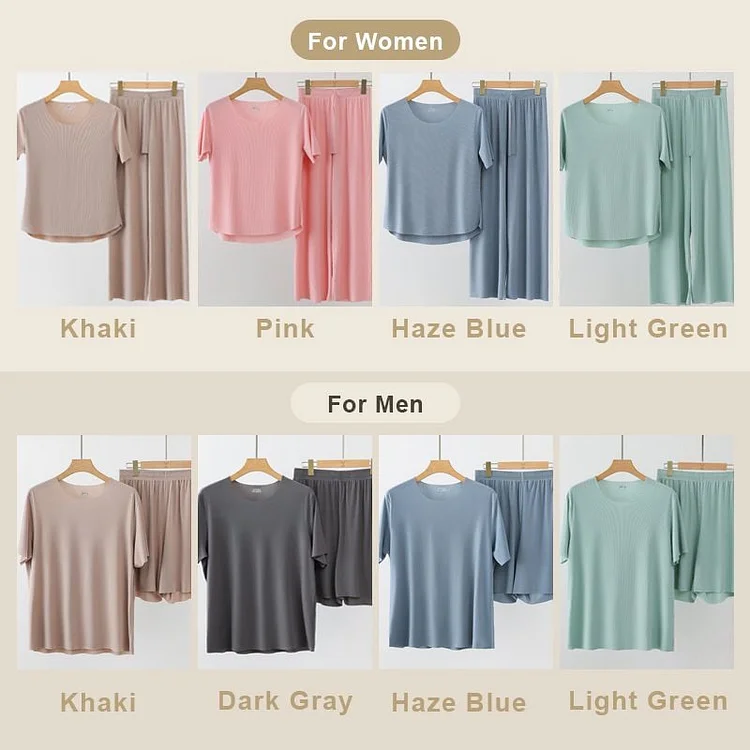 Soft Comfortable Ice Silk Short Sleeve 2-Piece Set 