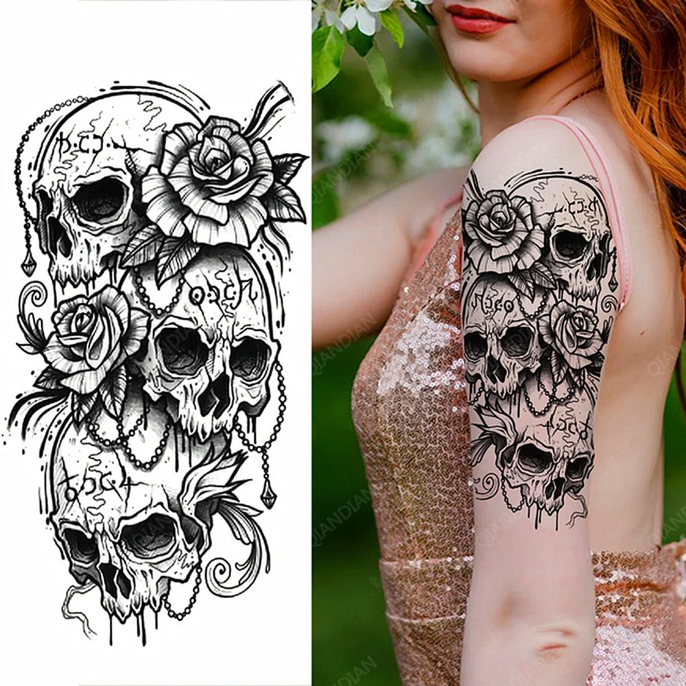 100 Piece Wholesales Waterproof Temporary Tattoo Sticker Dragon Tiger Skull Lightning Flower Butterfly Body Arm Man Women Tatoo