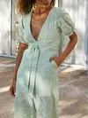 Puff Sleeves+Wide Leg Jumpsuits