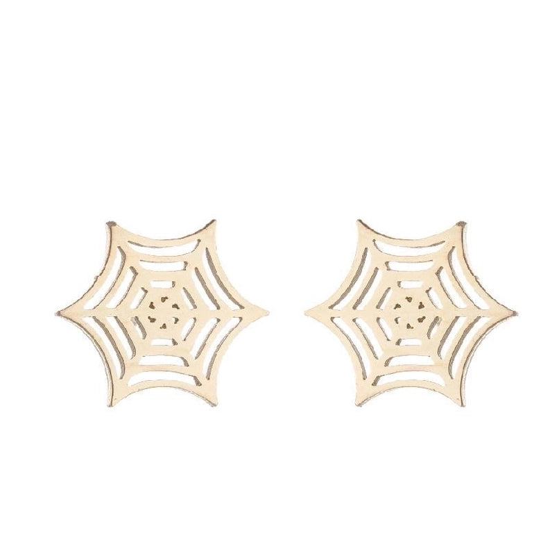 1 Pair Halloween Fashion Smile Face Star Skull Plating Hollow Out Stainless Steel Ear Studs