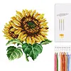 Sunflower 14CT 2 Strands DIY Counted Cross Stitch Kits for Beginners Adults Home Decor Cross Stitch Patterns Arts Craft Kits 6.63x6.63In