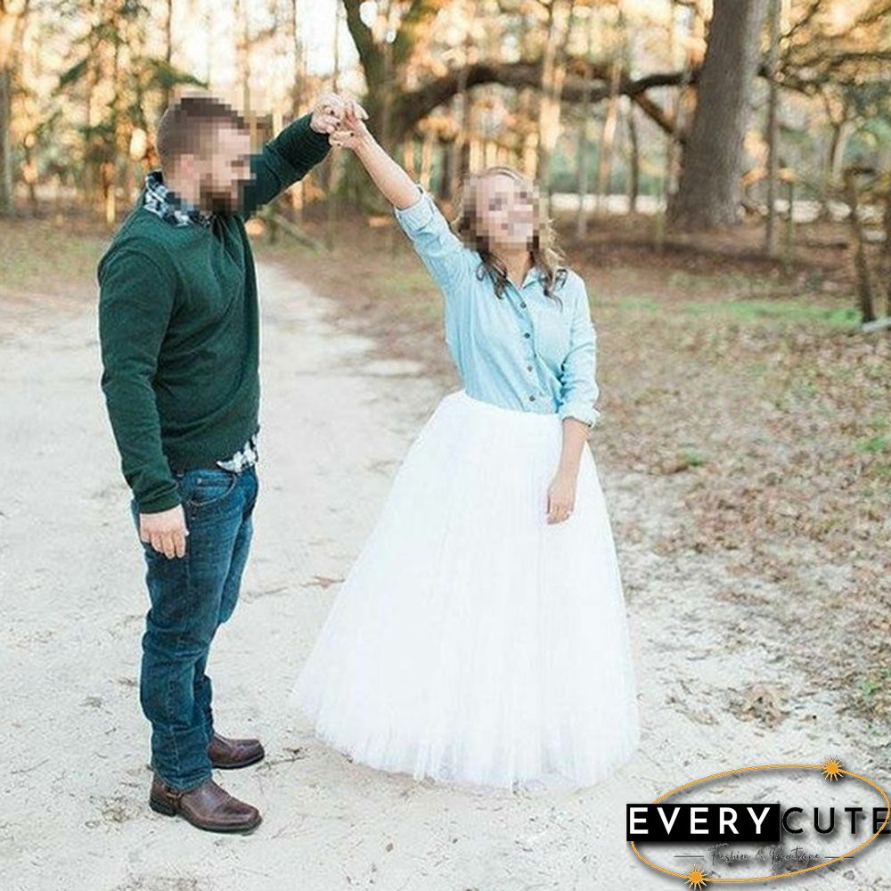Plus Size Hot Pink 5 Layers Tulle Skirt Summer Maxi Skirts Tutu Pleated Skirtnew