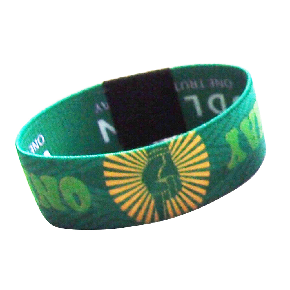 Woven rfid fashion fabric bracelet wristband custom polyester festival stretchy elastic wrist band 7