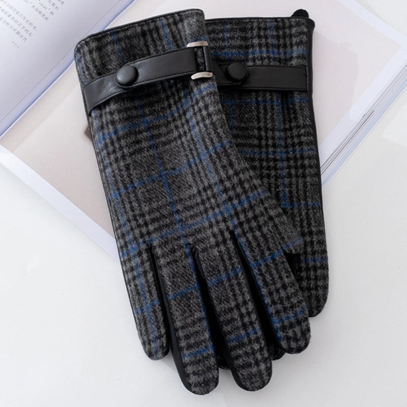 Men’s Business Retro Plaid Gloves 1 Set