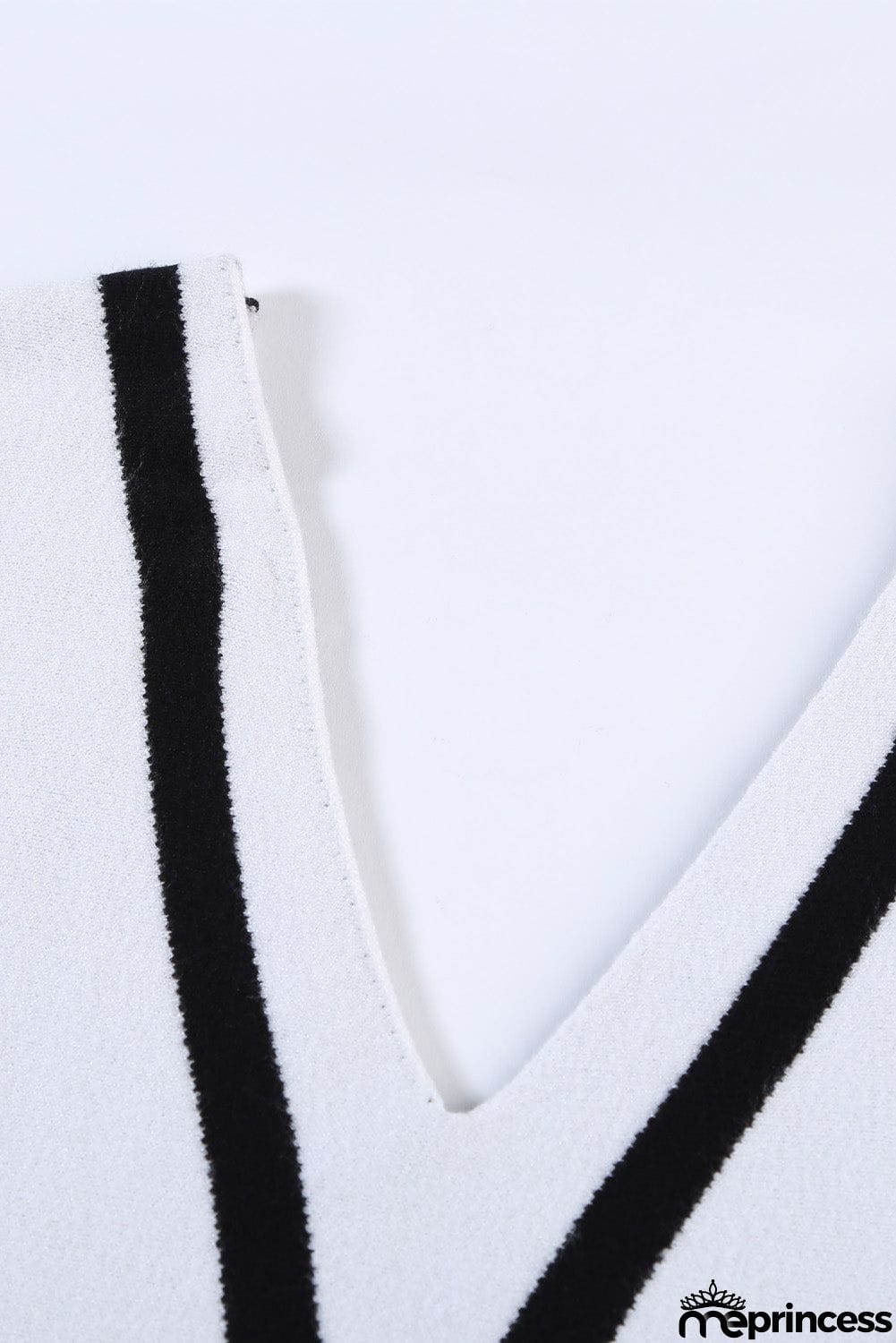 Khaki V Neck Popper Cuff Striped Casual Sweater