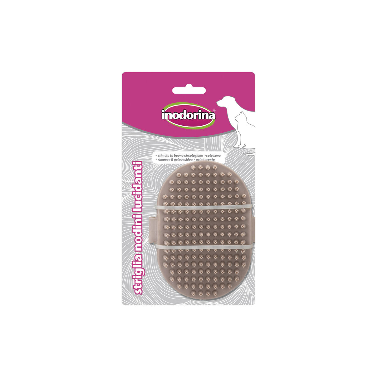 Pet Brush & Massage Glove Inodorina Brown Rubber Glove S