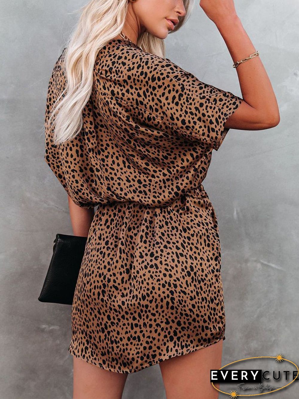 Wild Thing Leopard Print Satin Tie Dress P16395