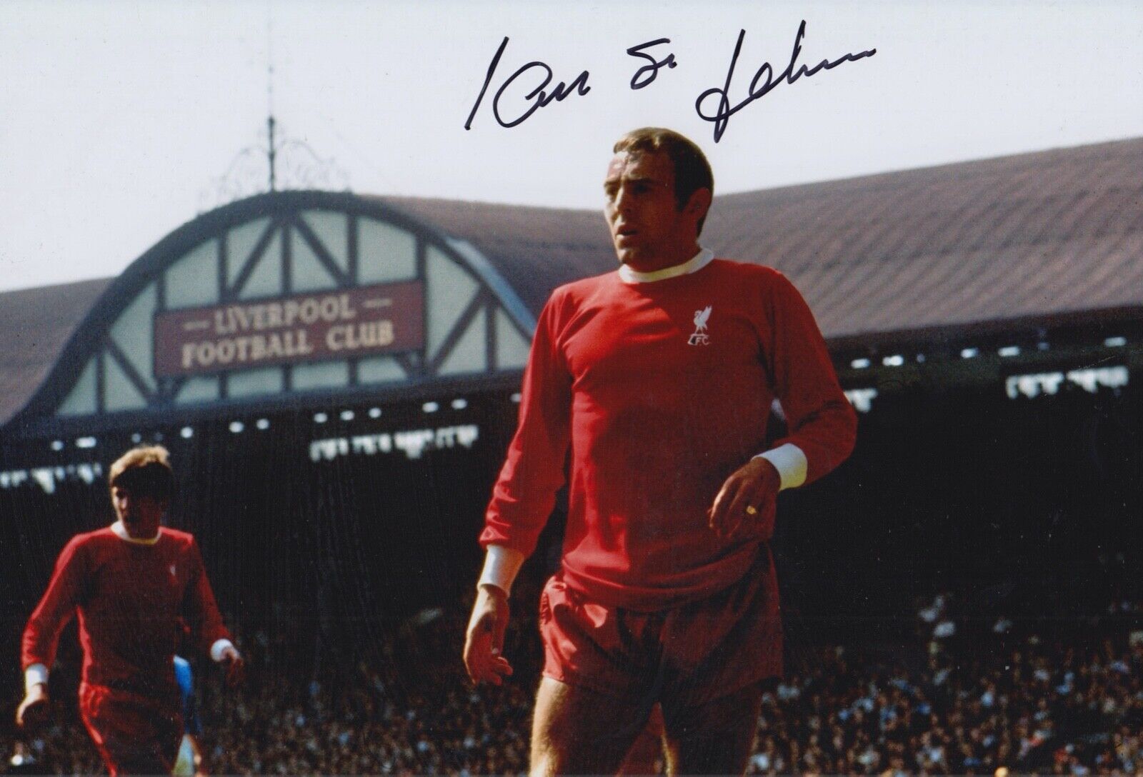 IAN ST JOHN HAND SIGNED 12X8 Photo Poster painting LIVERPOOL FOOTBALL AUTOGRAPH 10