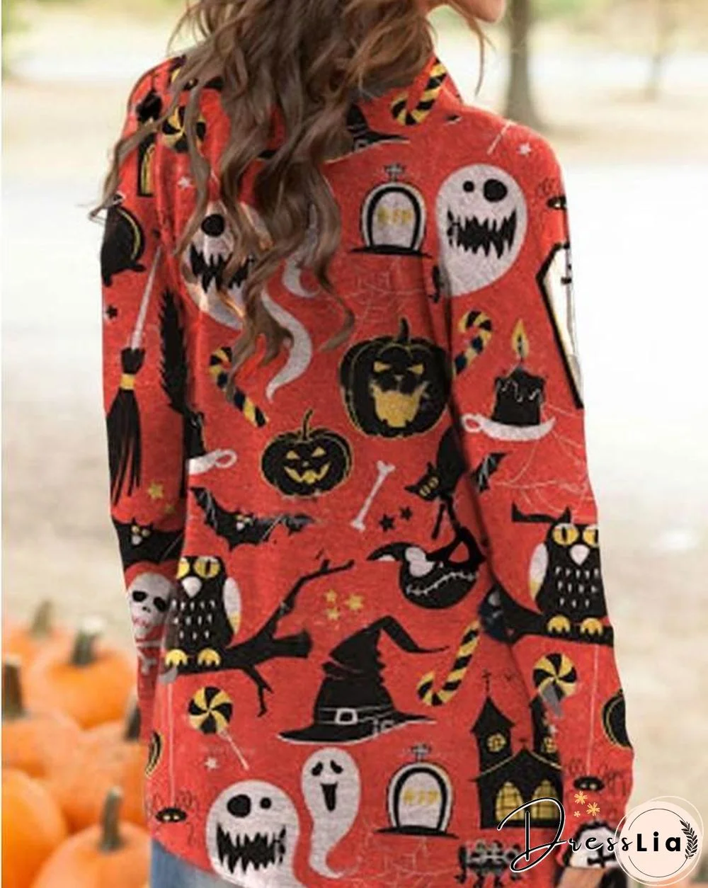 Casual Long Sleeve Halloween Cardigan