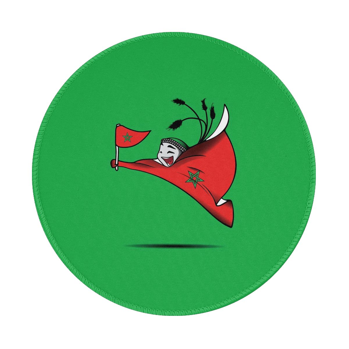 Morocco World Cup 2022 Mascot Gaming Round Mousepad for Computer Laptop