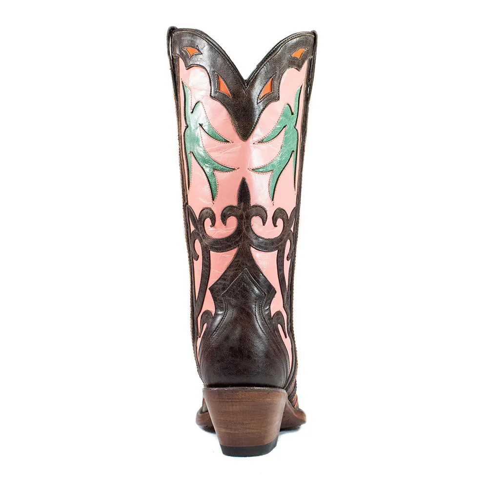Multicolor Decorative Inlay Chunky Heel Wide Calf Cowgirl Boots