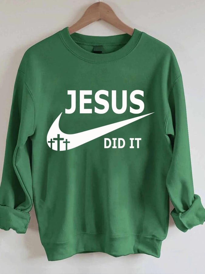 Women's JESUS DID IT Print Sweatshirt