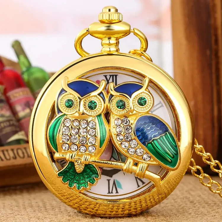 Owl Charm Quartz Pocket Watch