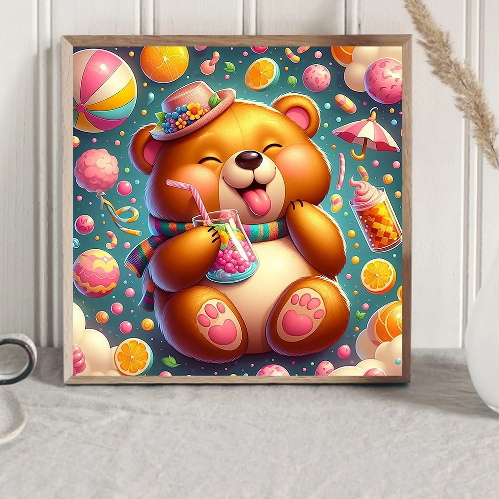 Diamond Painting - Full Round Drill - Happy Bear(Canvas|40*40cm)