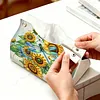 DIY Diamond Art Tissue Box Holder Sunflowers and Dragonflies PULeather Diamond Art Desktop Organizer Resin Rhinestone Storage Organizers Gem Art Home Office Decor Craft Gift for Women