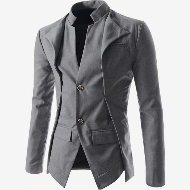 Mens Slim Fit Double Collar 2 Button Jacket