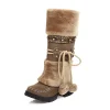 Women's Fur Ball High Boots Warm Ethnic Boots