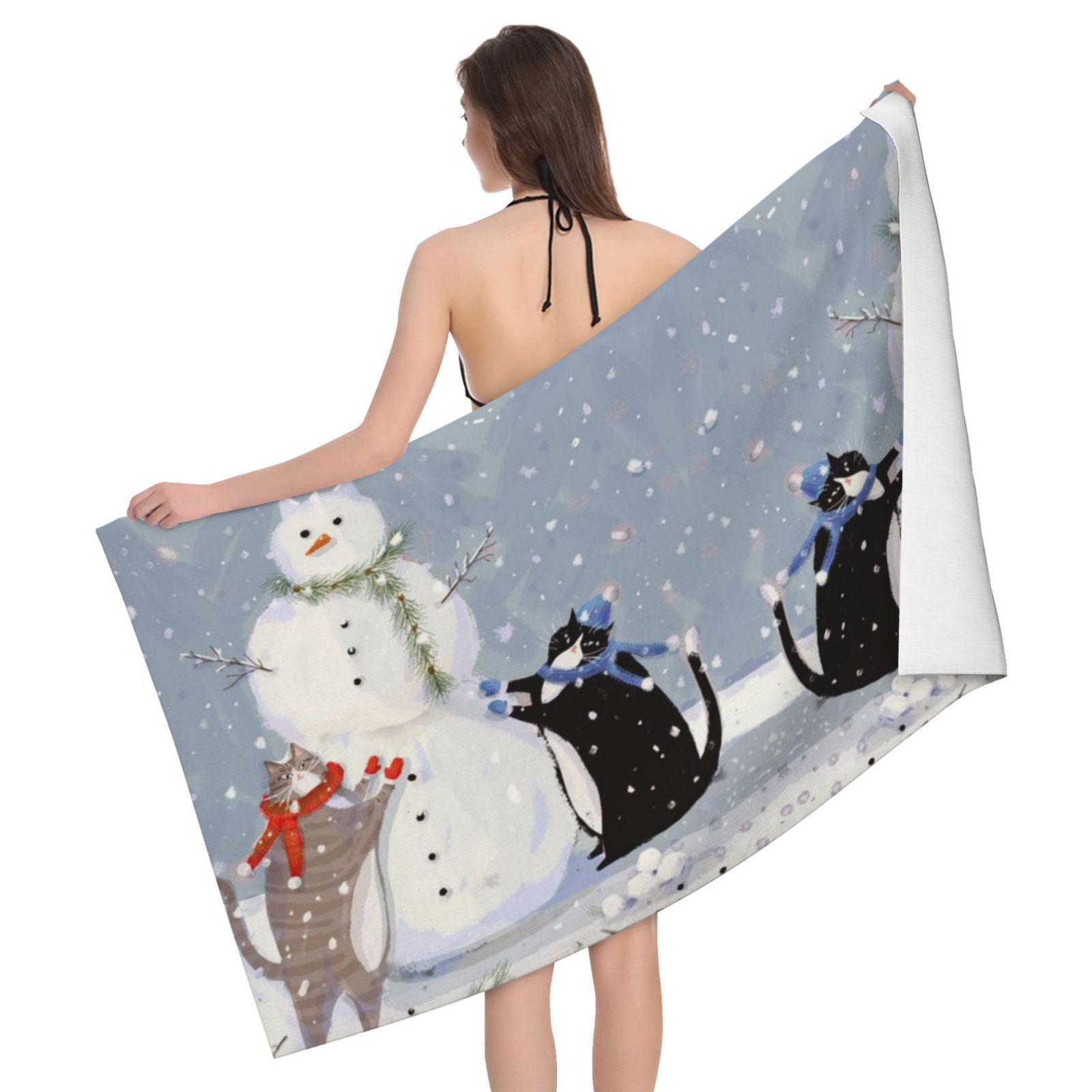 Comstylish Christmas Snowball Pattern Bath Towel