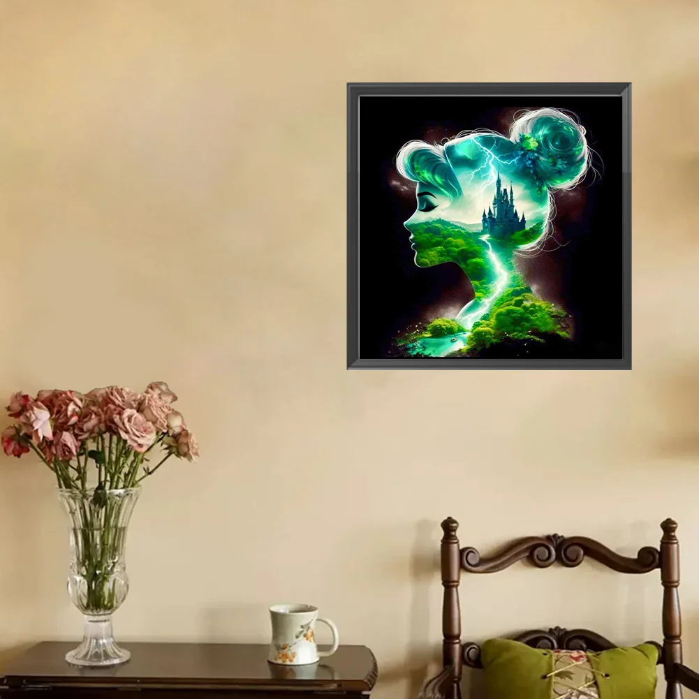 Diamond Painting - Full Square Drill - Princess Forest Silhouette(Canvas|35*35cm)