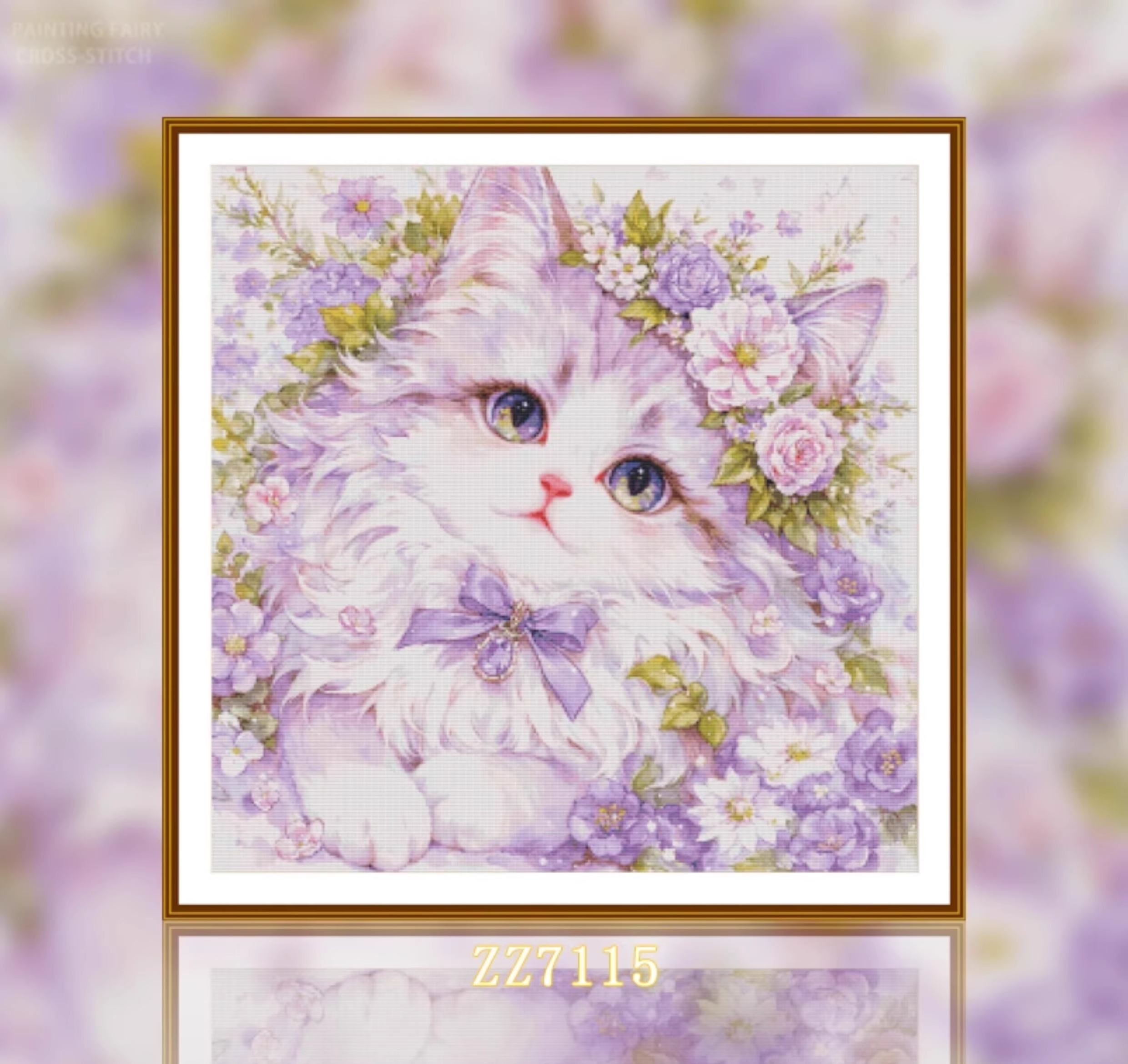 【ZZ7115- Purple Princess Meow】 Painting Fairy Cross Stitch