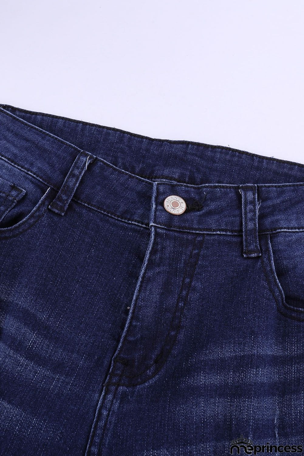Dark Blue Distressed Patchwork Skinny Jeans