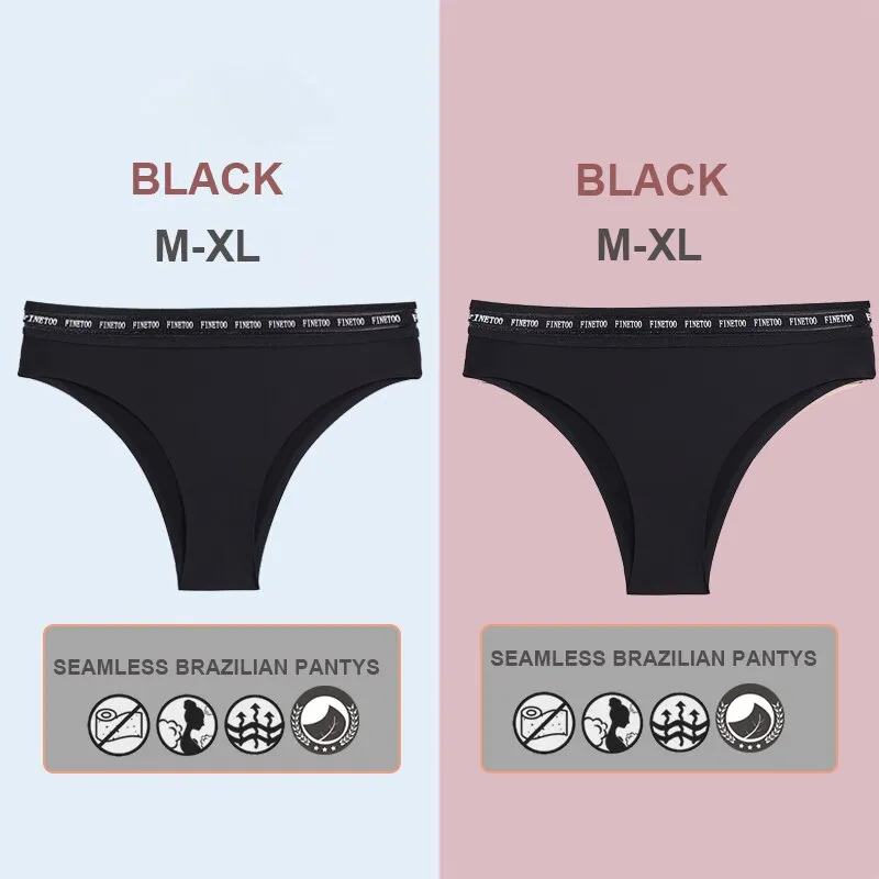 FINETOO 2PCS/Set Women Seamless Lingerie Letter Underpants Ladies 6 Solid Colors M-XL Woman Sexy Panties Briefs Underwear Thong
