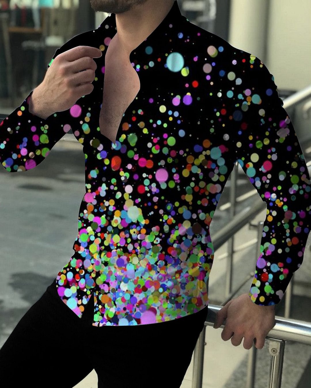 Men's Casual Printed Long-Sleeved Shirts-VESSFUL