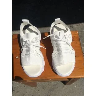 Yyvonne Spring And Summer New Sloping Sandals Women Large Size Flying Breathable Net Cloth Hollow Loose Fish Mouth Sandals