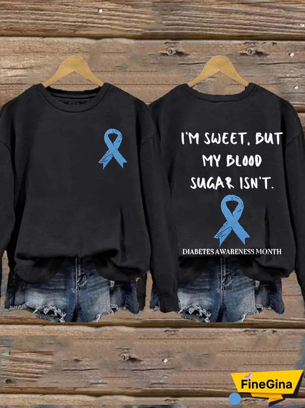 Women's I'M Sweet But My Blood Sugar Isn'T Diabetes Awarenes Print Casual Sweatshirt