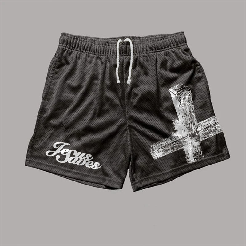 Sopula Jesus Saves Print Mesh Shorts - SOPULA
