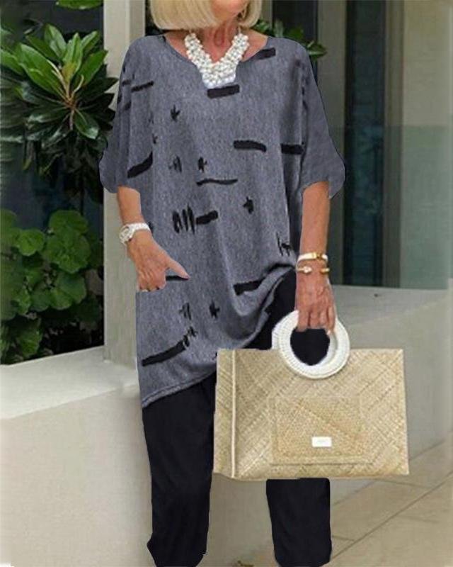 Loose Casual Stick Figure Graffiti Printing Suit