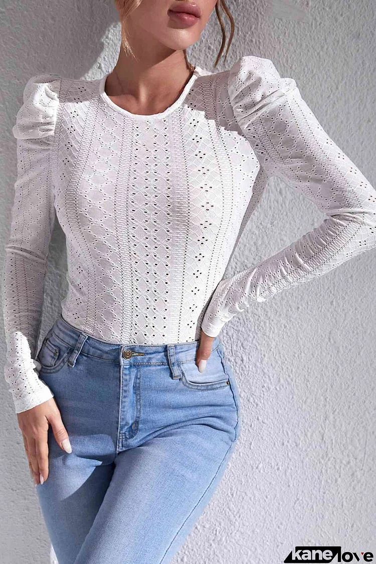 Eyelet Round Neck Top