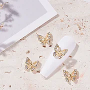 10PC Alloy Butterfly Zircon Nail Art Rhinestone 3D Gold Silver Shiny Diamond Nail ART Gems Butterfies Crystal Manicure Accessory | Cncures