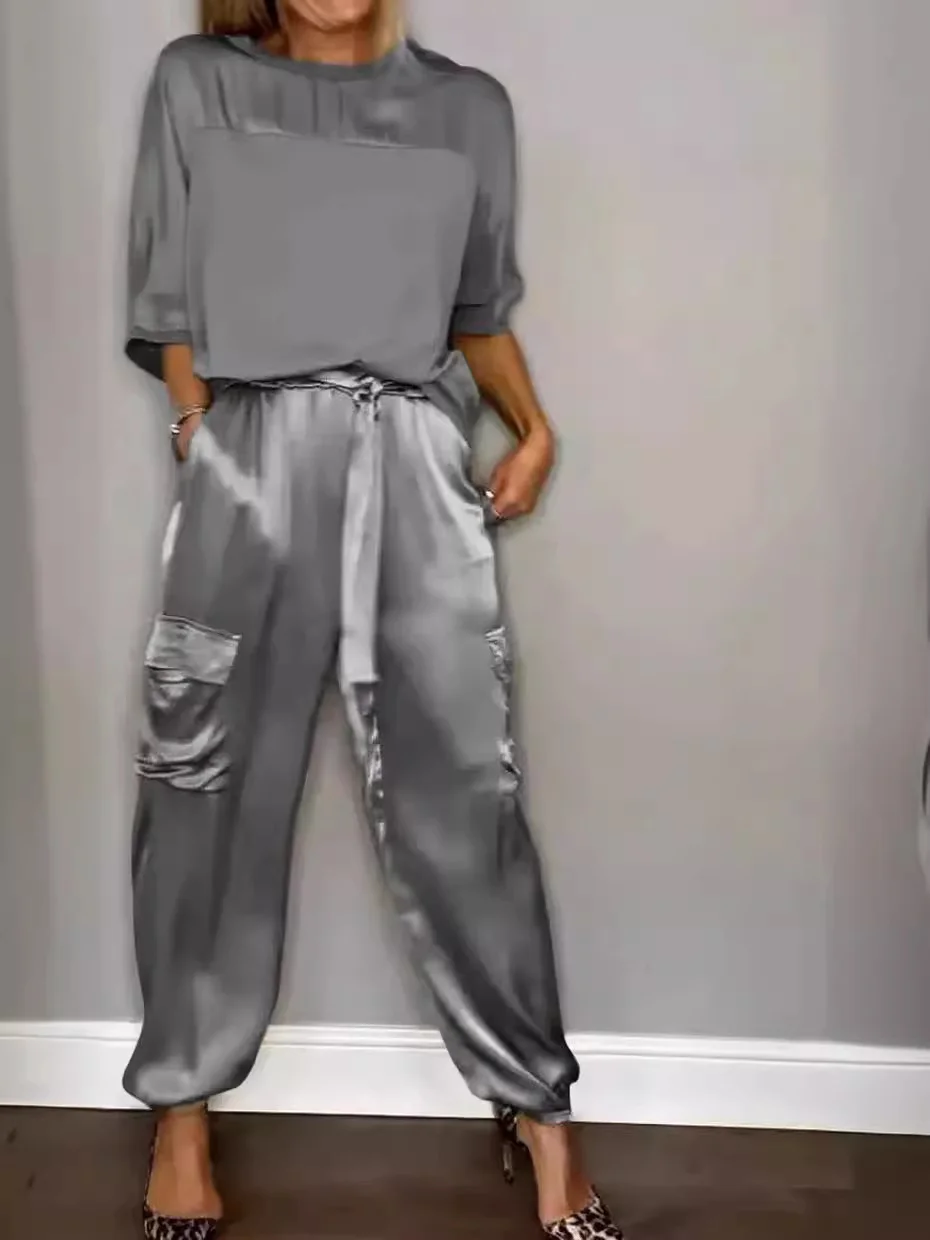 Nigikala Nigikala Fashion Lady Smooth Sleeve Half-Sleeveed Trompack Two-Piece Set