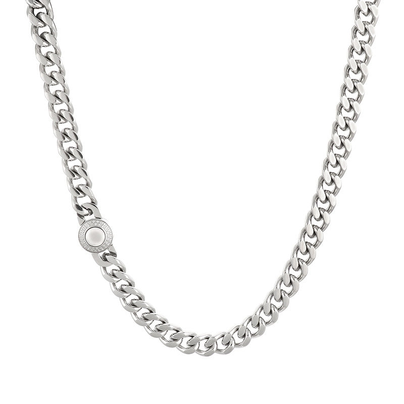 Titanium Steel 18K Gold Plated Hip-Hop Inlay Geometric Rhinestones Bracelets Necklace