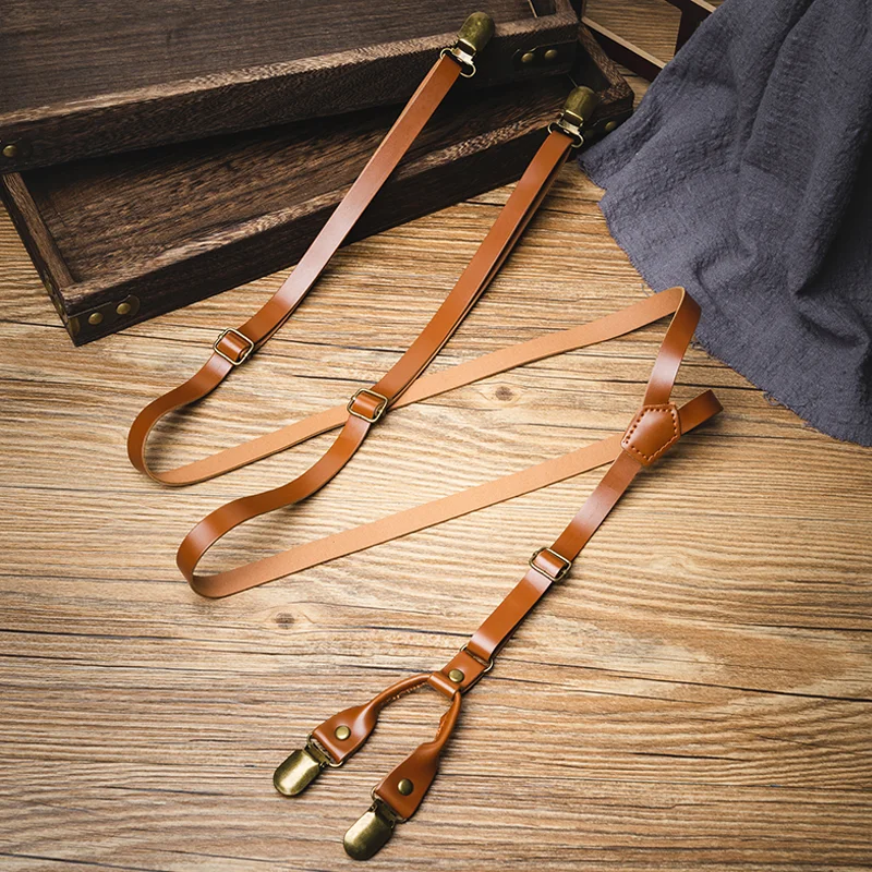 Retro Pu Leather Fine Non-Slip Suspenders