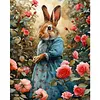 Rose Dress Rabbit Full 18CT DIY Stamped Cross Stitch Kits for Adults Home Decor 40x50cm