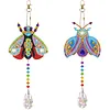 2PCS Insect 5D DIY Diamond Painting Wind Chimes Suncatcher Kit Double Sided Diamond Art Kits Suncatcher with Crystal Pendant for Home Wall Window Decor Adults DIY Art Craft