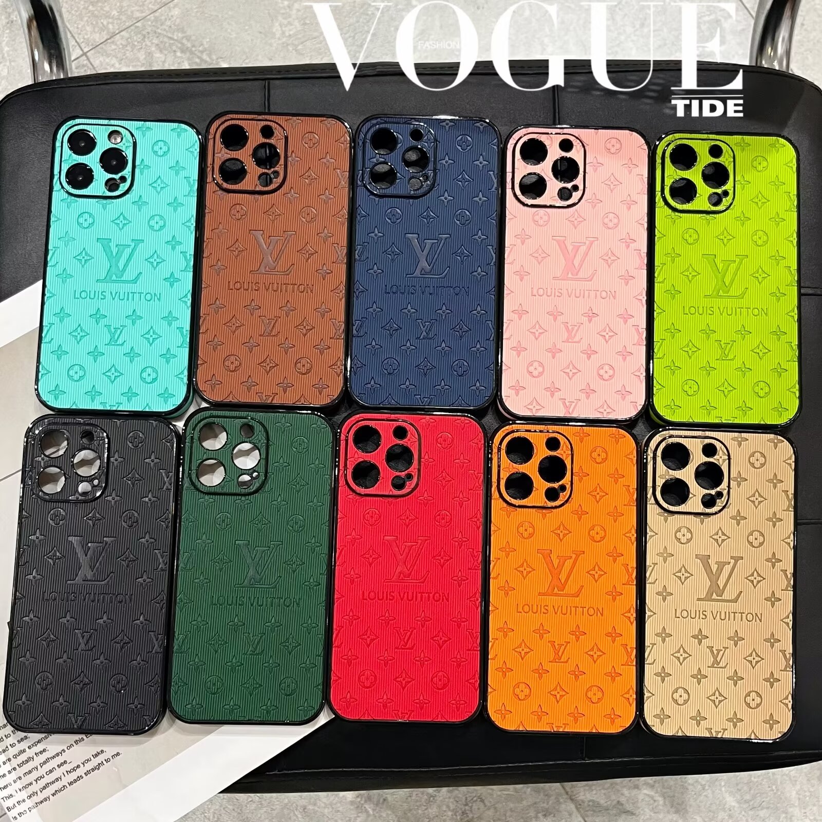 3D LV Monogram Embossed Leather Apple iPhone Case