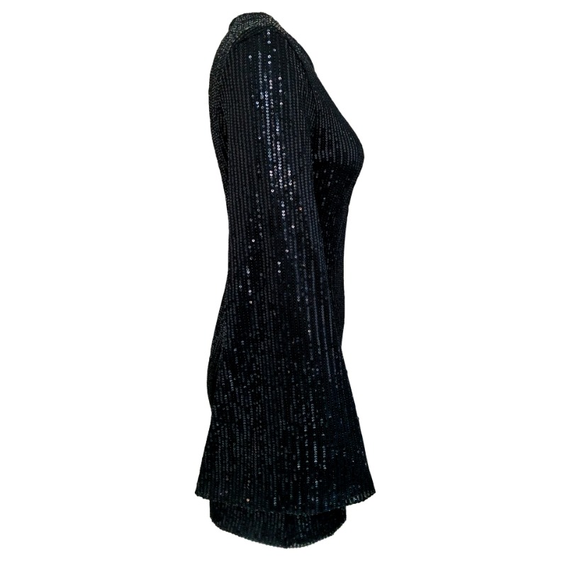 Ootddress Sequin Fashion Autumn Mini Dress Female Glitter See-Through Long Sleeve Elegant Club Party Dress Sparkle Ladies Dress 2025