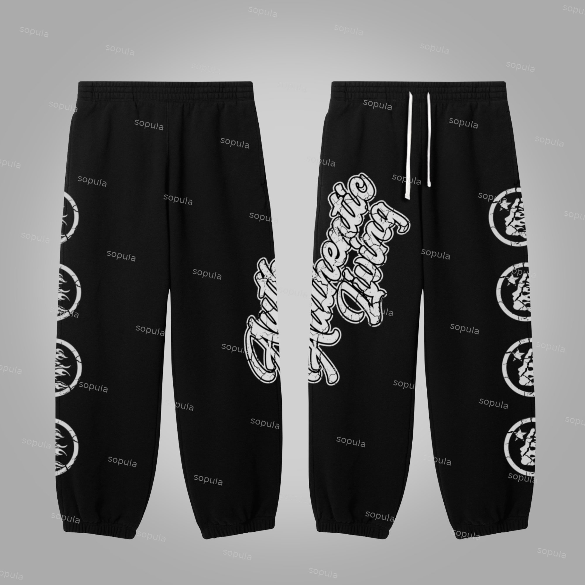 Sopula Real Wise Vintage Print Pattern Sweatpants Sweats Trousers - SOPULA