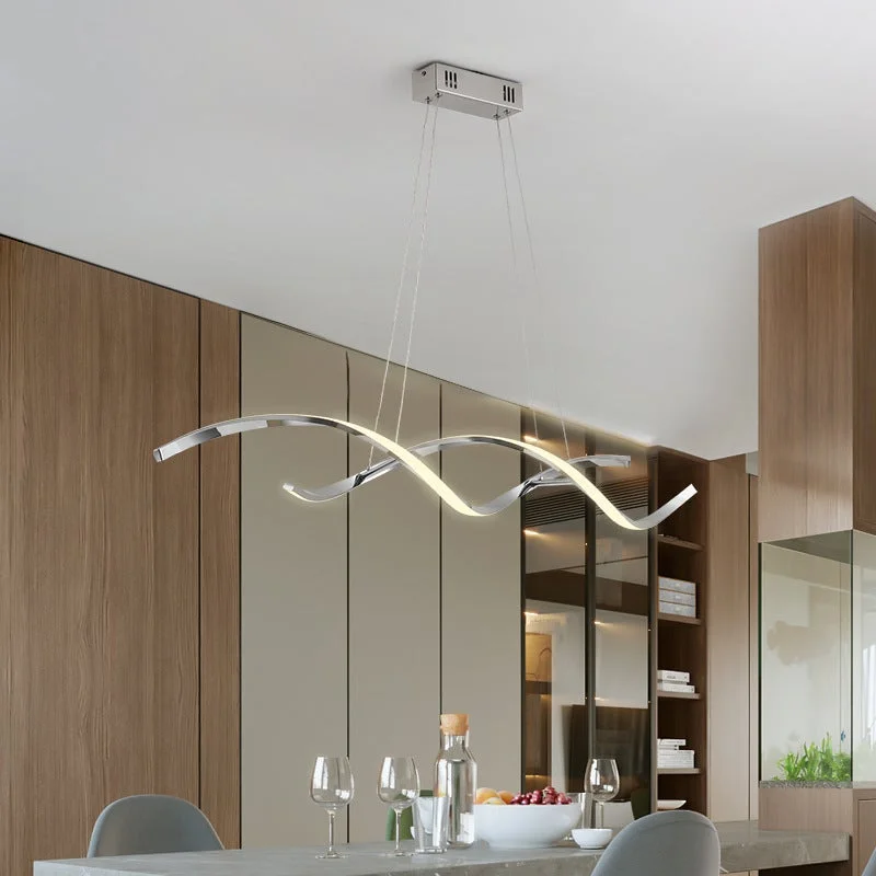 Simple Modern LED Lamp Electroplating Living Room Dining Room Bedroom Book Room Strip Chandelier