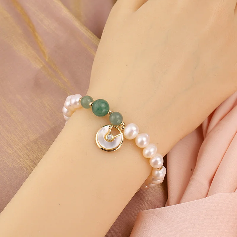 Snail shell Pearl agate bracelet